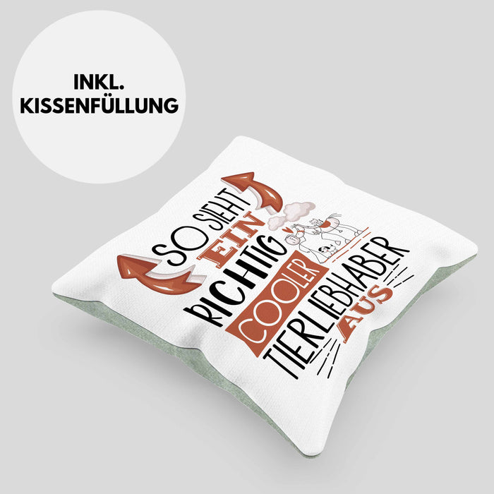 So Sieht Ein Richtig Cooler Tierwohlhaber Aus Geschenk Kissen mit Füllung 40x40 Lustiger Spruch Geschenkidee (Grau) Grün Trendation