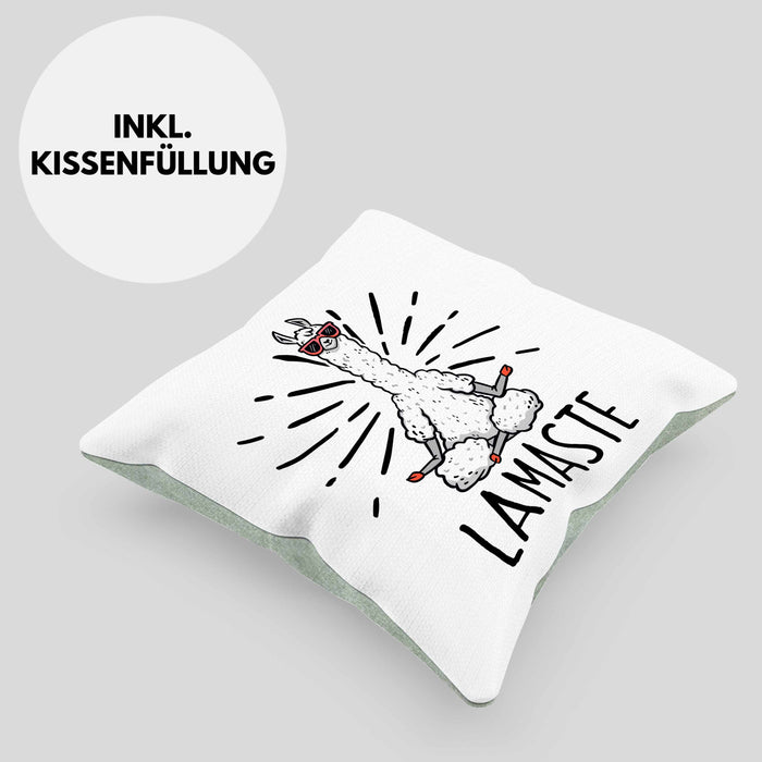Llama Meditations-Kissen mit Füllung 40x40 Geschenk für Meditationsliebhaber Meditieren (Grau) Grün Trendation