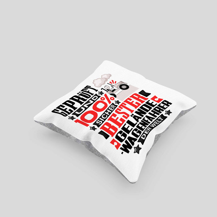 Geländewagenfahrer Geschenk Lustiger Spruch für Geländewagenfahrer Geschenkidee Bester Geländewagenfahrer Der WeltKissen mit Füllung 40x40 (Grau) Grau Trendation