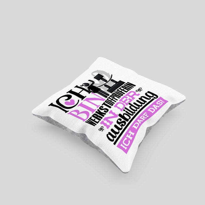 Werkstoffprüferin Ausbildung Start Geschenk Kissen mit Füllung 40x40 Ich Bin Werkstoffprüferin In Der Ausbildung Ich Darf Das Geschenkidee (Grau) Grau Trendation