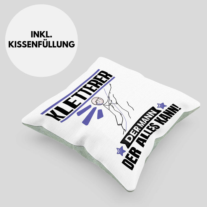Kletterer Kissen mit Füllung 40x40 Geschenk für Kletterer Der Mann Der Alles Kann Geschenkidee zum Geburtstag (Grau) Grün Trendation
