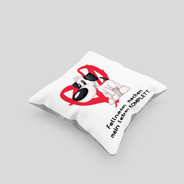 Hundebesitzer Kissen mit Füllung 40x40 Geschenk Fellnasen machen mein Leben Komplett Geschenkidee Hunde Mama Frauchen Herrchen (Grau) Grau Trendation