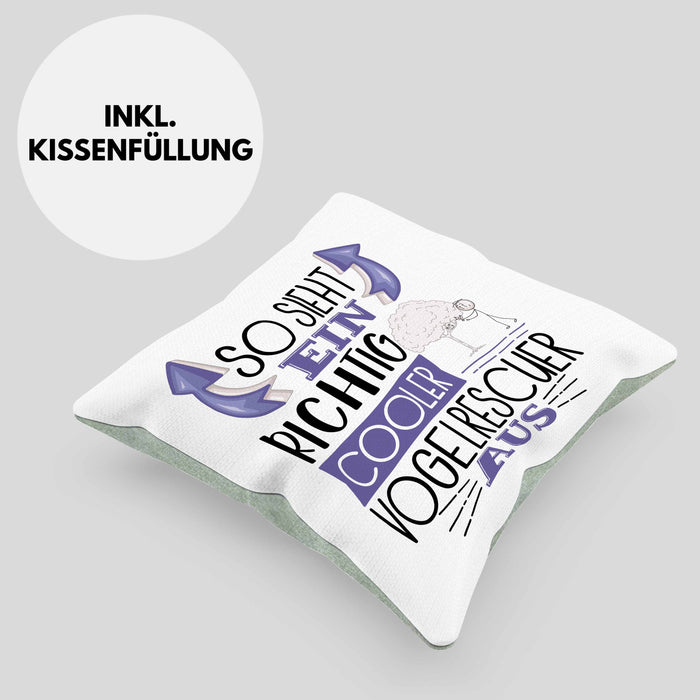 Vogelrescuer Kissen mit Füllung 40x40 So Sieht Ein Richtig Cooler Vogelrescuer Aus Geschenk Lustiger Spruch Geschenkidee (Grau) Grün Trendation