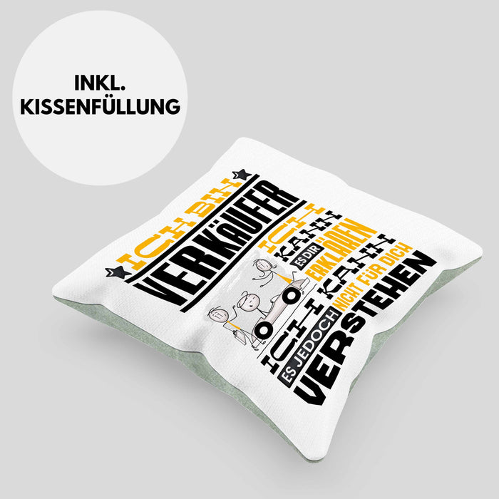 Verkäufer Geschenk Kaffee-Kissen mit Füllung 40x40 Geschenkidee für Verkäufer Ich Bin Verkäufer Ich Kann Es Dir Erklären Jedoch Nicht Für Dich Verstehen Spruch Lustig (Grau) Grün Trendation