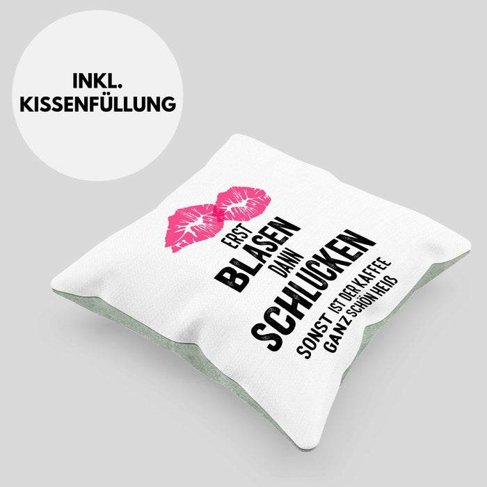 Lustige Kissen mit Füllung 40x40 Versauter Humor 18+ Geschenk Erst Blasen Dann Schlucken Erwachsene (Grau) Grün Trendation