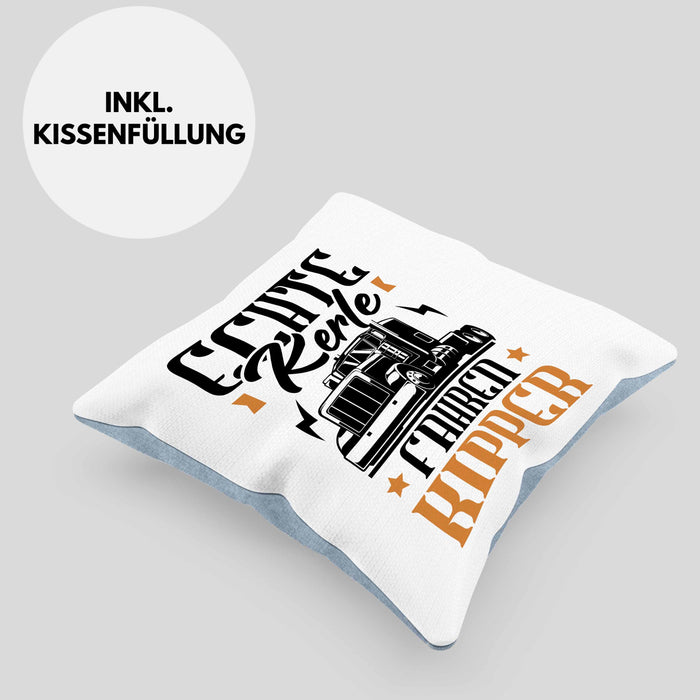 Kipper LKW Fahrer Geschenk Kissen mit Füllung 40x40 Lustiger Spruch Echte Kerle Fahren Kipper Geschenkidee (Grau) Blau Trendation