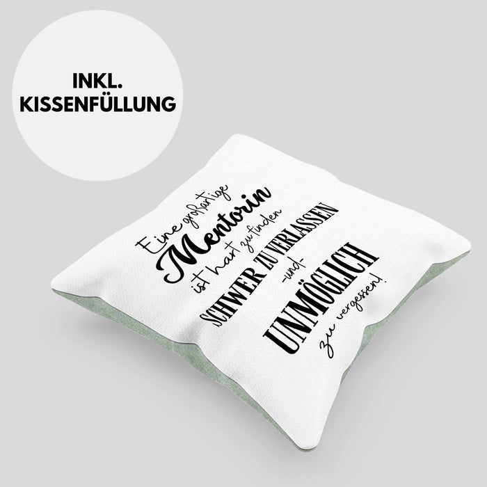 Mentorin Abschied Geschenk Kissen mit Füllung 40x40 Abschiedsgeschenk für Mentorin Hart Zu Finden Schwer Zu Verlassen (Grau) Grün Trendation