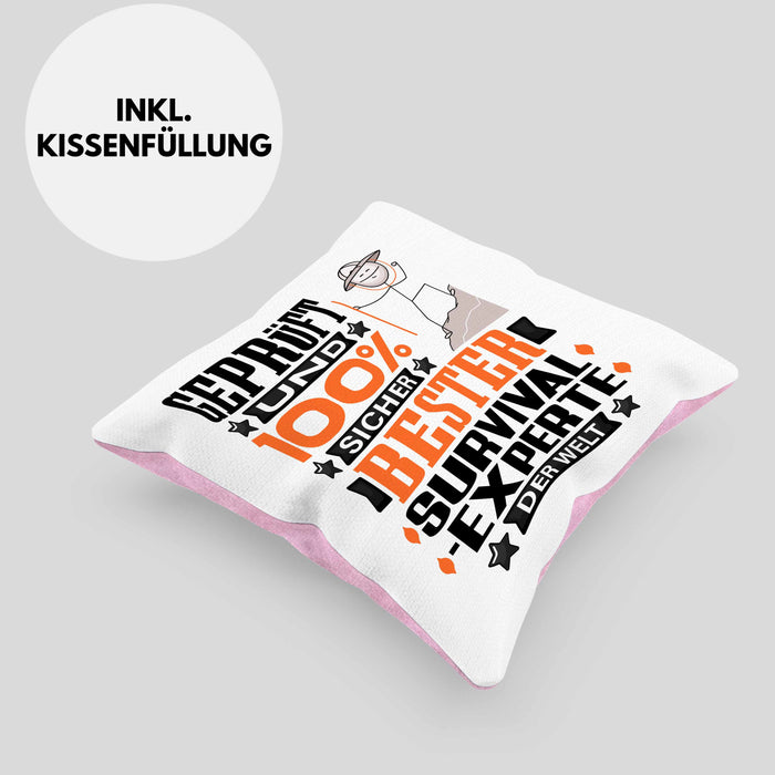 Survival-Experte Geschenk Lustiger Spruch für Survival-Experte Geschenkidee Bester Survival-Experte Der WeltKissen mit Füllung 40x40 (Grau) Rosa Trendation