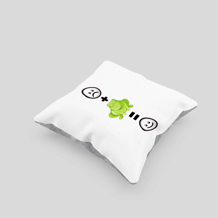 Frosch Kissen mit Füllung 40x40 Geschenk für Frosch-Liebhaber Lustige Geschenkidee :( + Frosch = :) Geburtstag (Grau) Grau Trendation