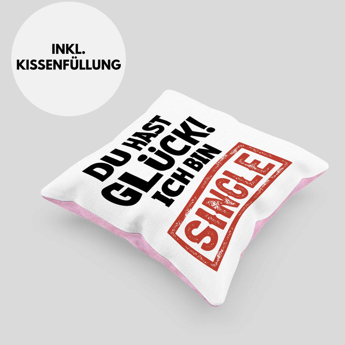 Single Solo Kissen mit Füllung 40x40 Geschenk Kollege Geschenkidee (Grau) Rosa Trendation