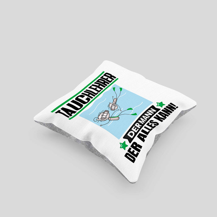 Tauchlehrer Kissen mit Füllung 40x40 Geschenk für Tauchlehrer Der Mann Der Alles Kann Geschenkidee zum Geburtstag (Grau) Grau Trendation