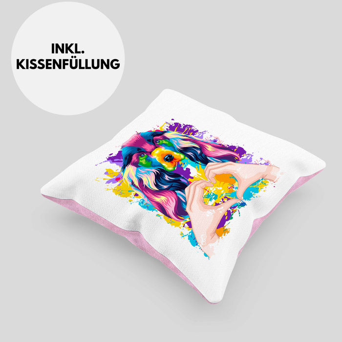 Cocker Spaniel Besitzer Farbe Love Kissen mit Füllung 40x40 Geschenk Lustiger Spruch Geschenkidee Cocker Spaniel Besitzerin (Grau) Rosa Trendation