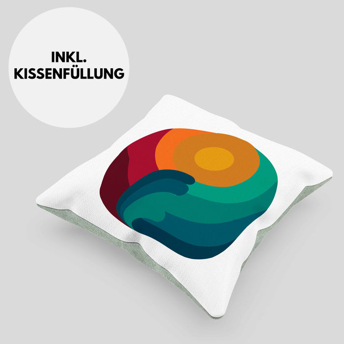 Kitesurfing Kissen mit Füllung 40x40 Geschenk für Kitesurfer Geschenkidee Retro Vintage Grafiken (Grau) Grün Trendation