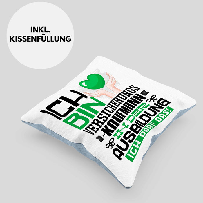 Versicherungskaufmann Ausbildung Kissen mit Füllung 40x40 Geschenk Ich Bin Versicherungskaufmann In Der Ausbildung Ich Darf Das Geschenkidee Spruch (Grau) Blau Trendation