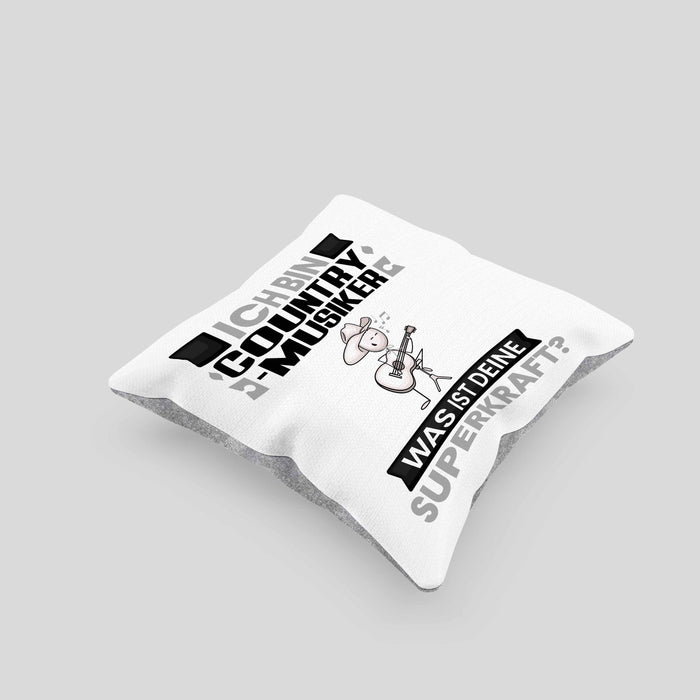 Country-Musiker Kissen mit Füllung 40x40 Geschenk für Country-Musiker Geburtstag Lustiger Spruch Was Ist Deine Superkraft (Grau) Grau Trendation