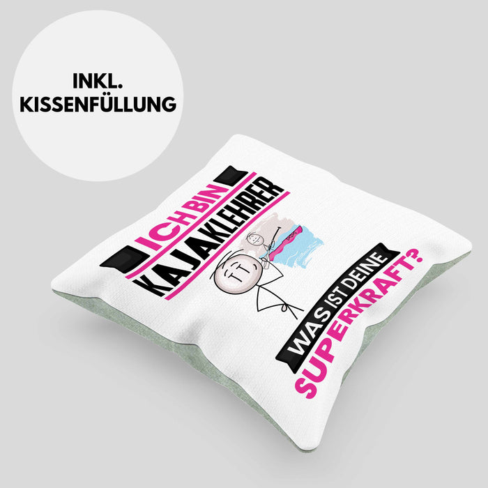 Kajaklehrer Kissen mit Füllung 40x40 Geschenk für Kajaklehrer Geburtstag Lustiger Spruch Was Ist Deine Superkraft (Grau) Grün Trendation