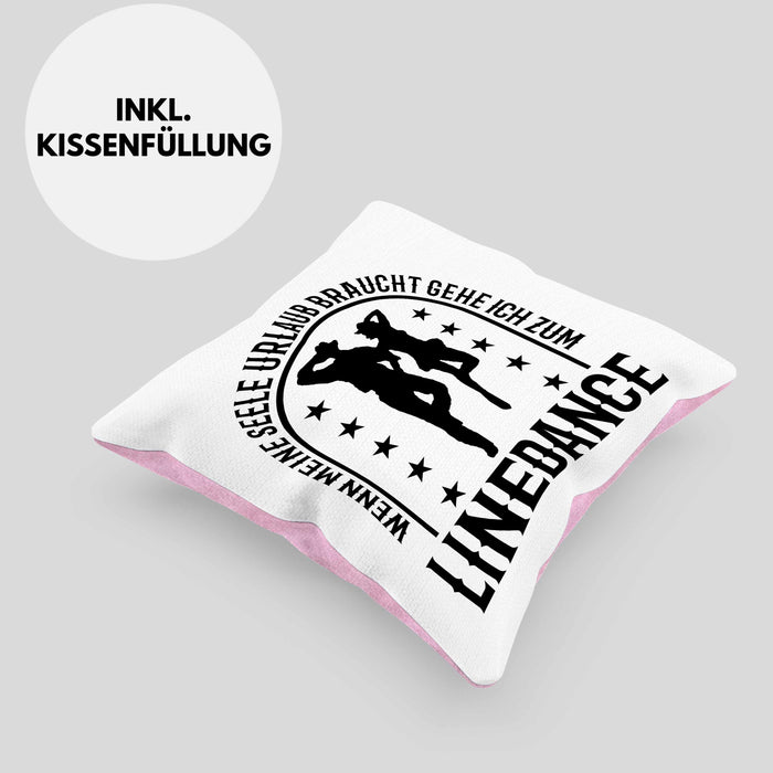 Lustige Kissen mit Füllung 40x40 für Line Dance Fans Spruch Line Dance Tänzerin (Grau) Rosa Trendation