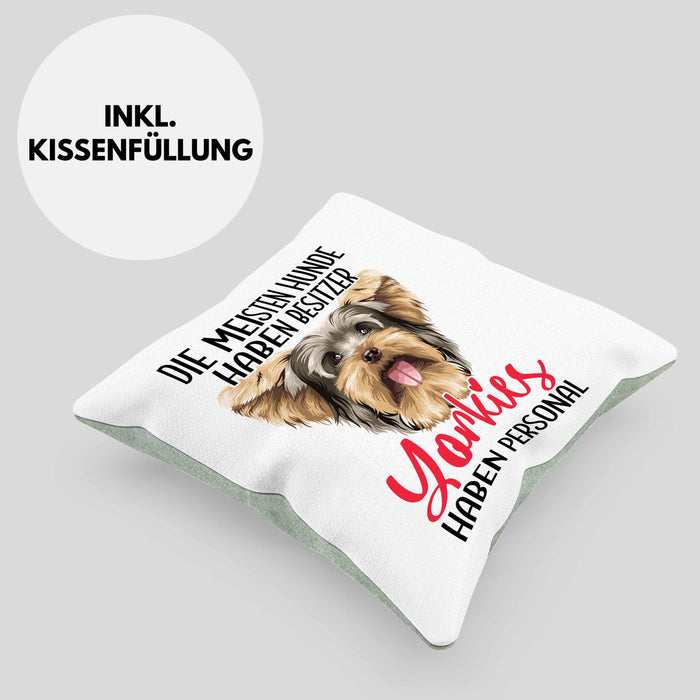 Yorkie-Besitzer Geschenk Kissen mit Füllung 40x40 Hund Yorkie Liebhaber Geschenkidee Die Meisten Hunde Haben Besitzer Yorkies Haben Personal (Grau) Grün Trendation