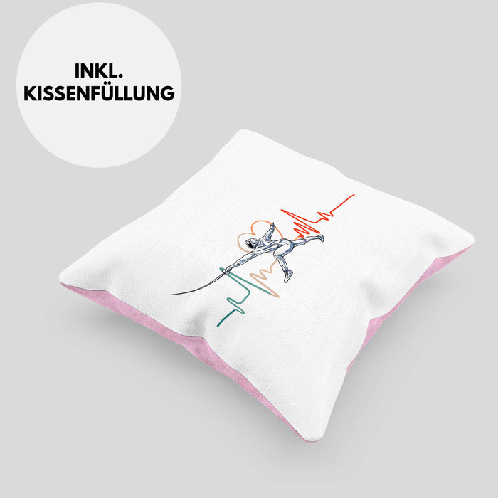 Lustige Fechten-Kissen mit Füllung 40x40 Geschenk für Fechter Herzschlag (Grau) Rosa Trendation