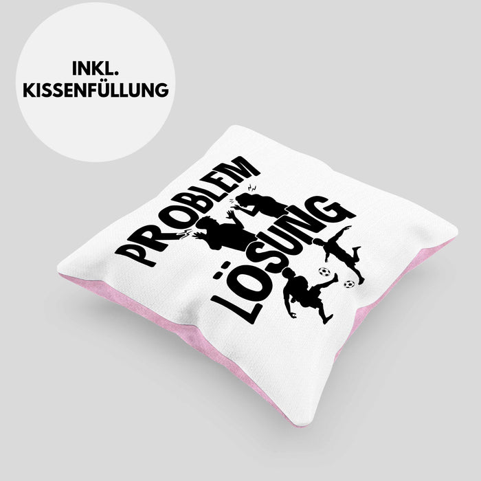 Fußballer Kissen mit Füllung 40x40 Geschenk für Fußballspieler Männer Geschenkidee Problem und Lösung Fussball Spielen (Grau) Rosa Trendation