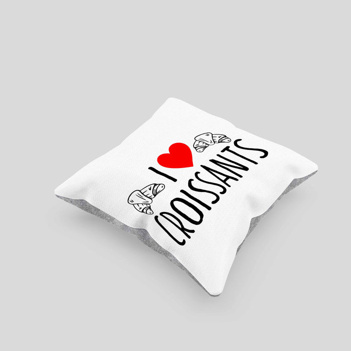 Kissen mit Füllung 40x40 "I Love Croissants" Lustiges Geschenk für Croissant-Liebhaber Frankreich (Grau) Grau Trendation