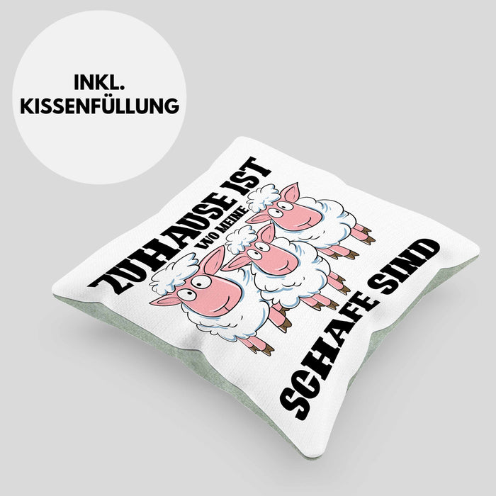 Lustige Kissen mit Füllung 40x40 Schaf Liebhaber Hirte Geschenk zum Geburtstag (Grau) Grün Trendation