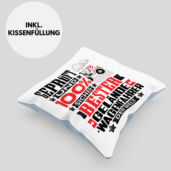 Geländewagenfahrer Geschenk Lustiger Spruch für Geländewagenfahrer Geschenkidee Bester Geländewagenfahrer Der WeltKissen mit Füllung 40x40 (Grau) Blau Trendation