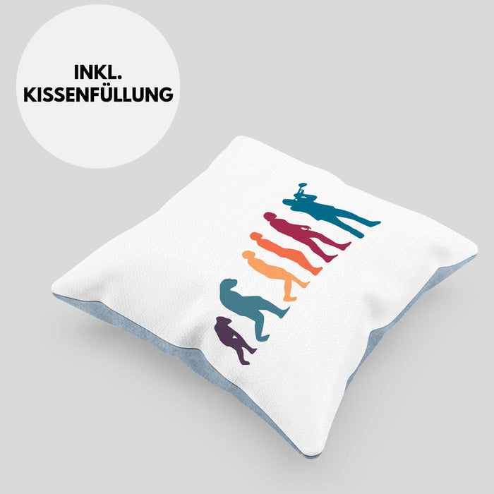 Posaunist Kissen mit Füllung 40x40 Geschenk Evolution Posaune Kaffee Geschenkidee Lustig (Grau) Blau Trendation