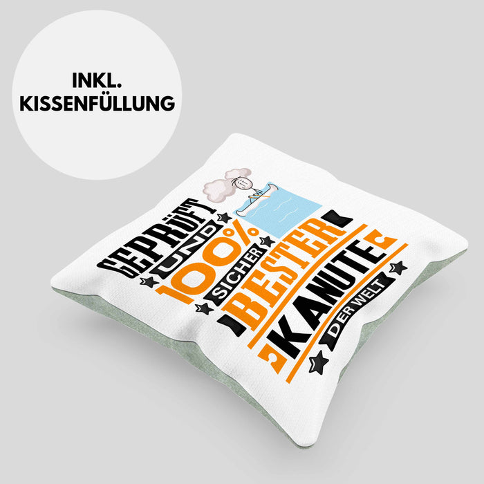 Kanute Geschenk Lustiger Spruch für Kanute Geschenkidee Bester Kanute Der WeltKissen mit Füllung 40x40 (Grau) Grün Trendation