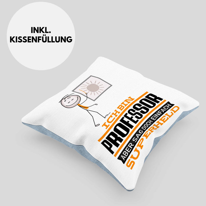 Professor Geschenk Kissen mit Füllung 40x40 Ich Bin Professor Aber Sag Doch Einfach Superheld Lustige Geschenkdiee für Professor (Grau) Blau Trendation