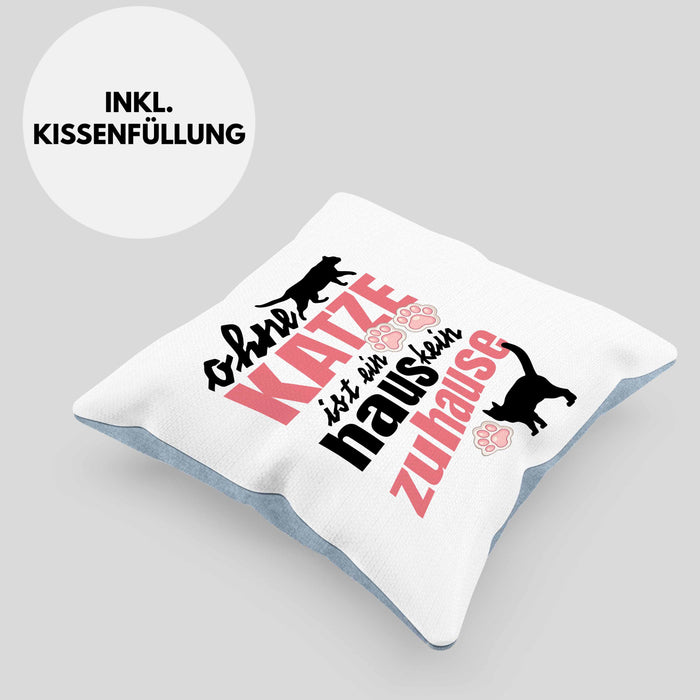 Katze Kissen mit Füllung 40x40 Katzenbesitzer Geschenk Katzen Geschenkidee Lustige Kissen mit Füllung 40x40 mit Spruch Kater Katzenmama (Grau) Blau Trendation