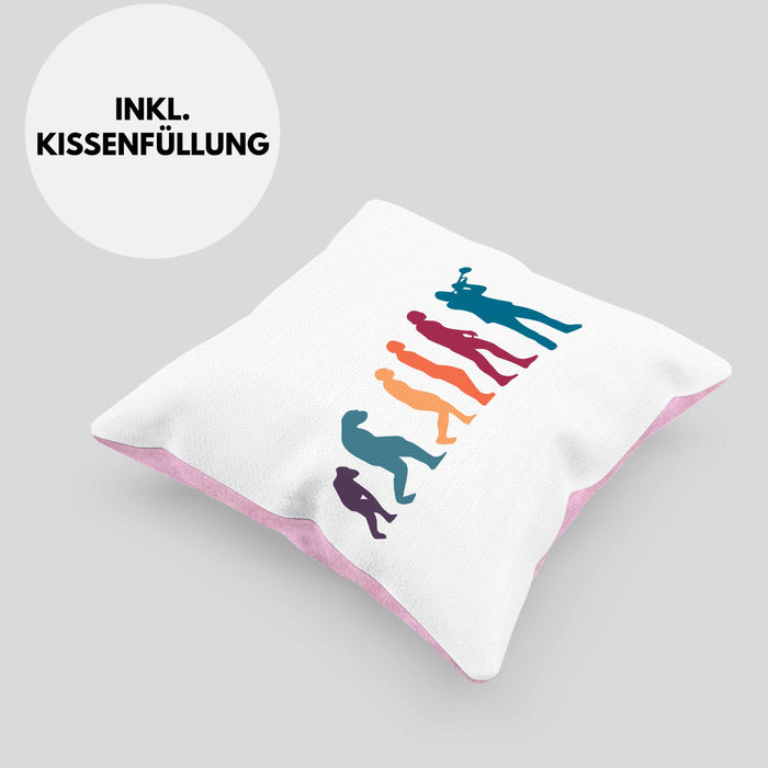 Posaunist Kissen mit Füllung 40x40 Geschenk Evolution Posaune Kaffee Geschenkidee Lustig (Grau) Rosa Trendation