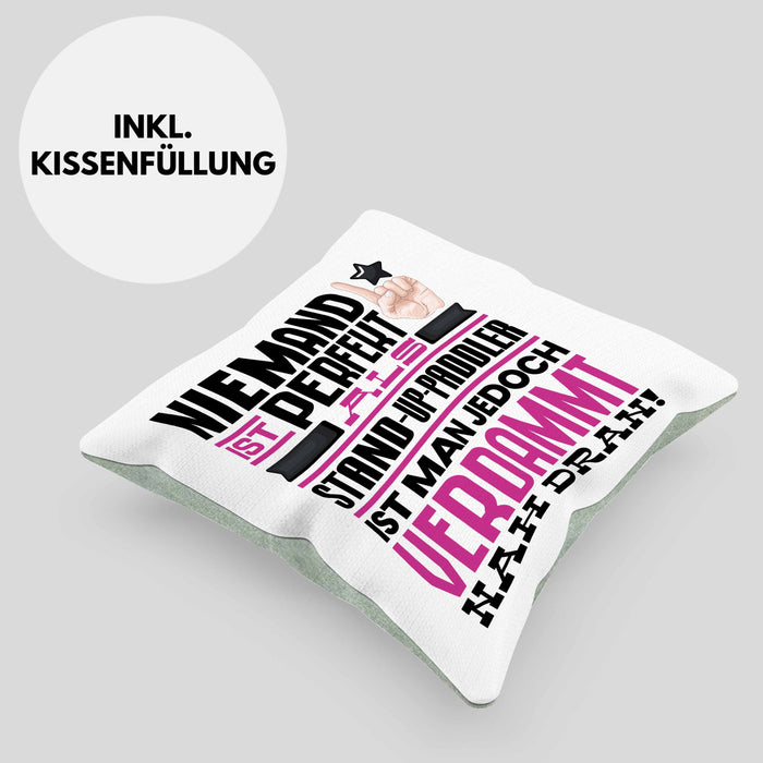 Stand-Up-Paddler Geschenk Kissen mit Füllung 40x40 Lustige Geschenkidee für Stand-Up-Paddler Geburtstag Niemand Ist Perfekt Aber Als Stand-Up-Paddler Ist Man Nah Dran (Grau) Grün Trendation