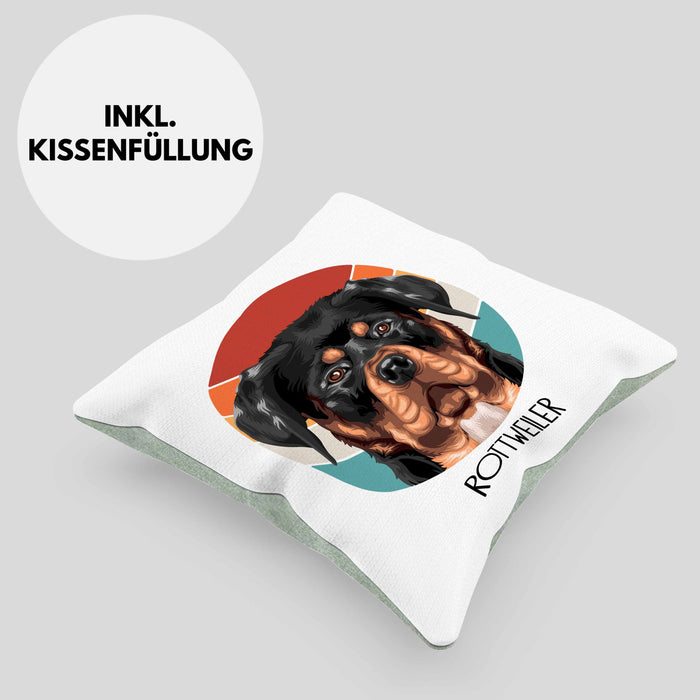 Rottweiler Besitzer Kissen mit Füllung 40x40 Geschenk Lustiger Spruch Geschenkidee Rottweiler Mama Papa (Grau) Grün Trendation