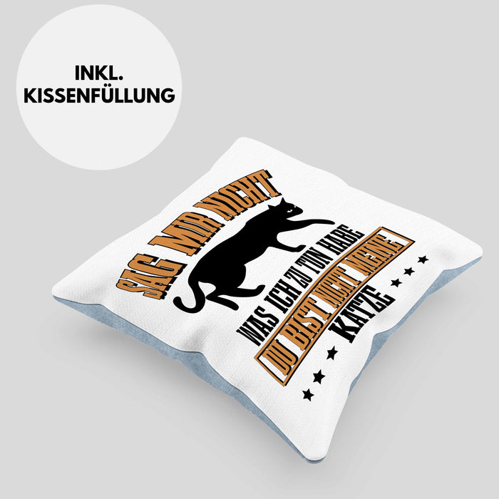 Lustige Kissen mit Füllung 40x40 für Katzenbesitzer Geschenk für Katzen-Mamas (Grau) Blau Trendation