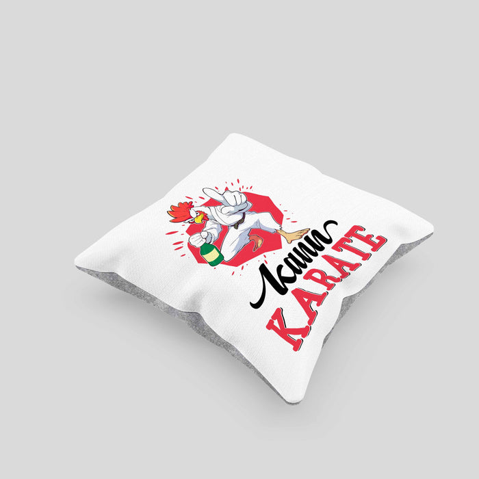 Huhn Kissen mit Füllung 40x40 Geschenk Huhn Kann Karate Geschenkidee Humor (Grau) Grau Trendation