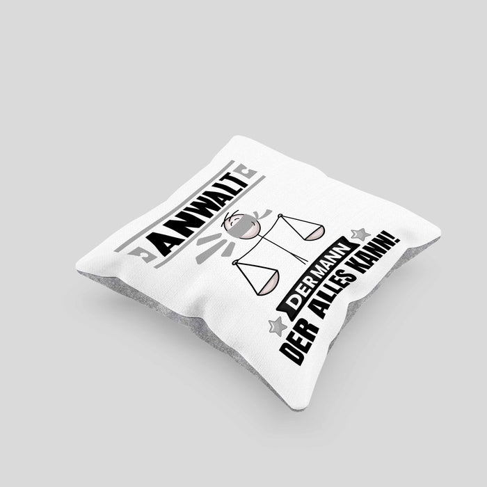 Anwalt Kissen mit Füllung 40x40 Geschenk für Anwalt Der Mann Der Alles Kann Geschenkidee zum Geburtstag (Grau) Grau Trendation