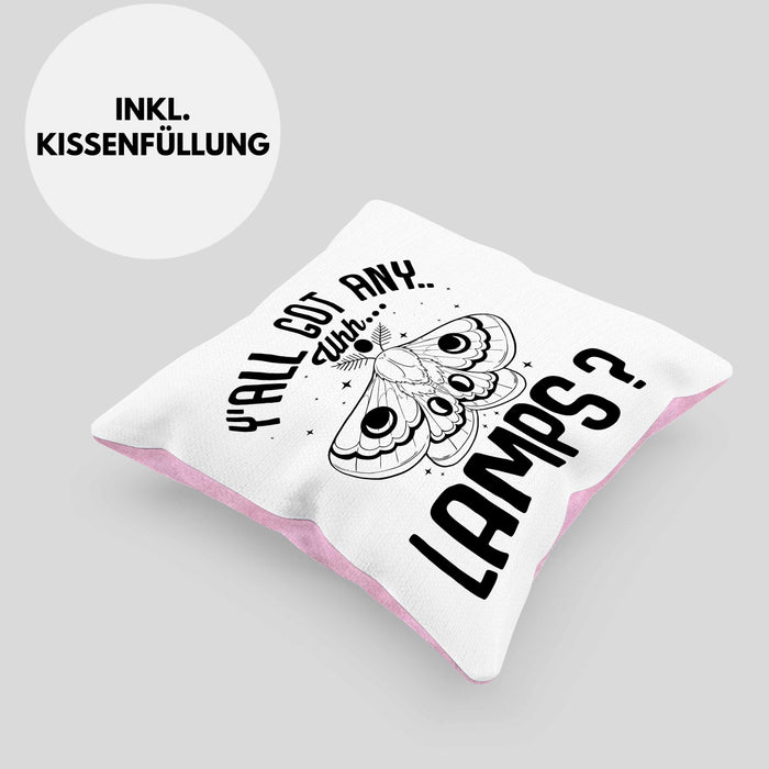 Dank Meme Kissen mit Füllung 40x40 Geschenk Y'all Got Any Lamps (Grau) Rosa Trendation