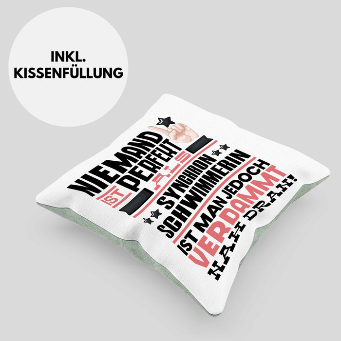 Synchronschwimmerin Geschenk Kissen mit Füllung 40x40 Lustige Geschenkidee für Synchronschwimmerin Geburtstag Niemand Ist Perfekt Aber Als Synchronschwimmerin Ist Man Nah Dran (Grau) Grün Trendation