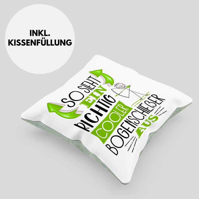 Bogenschießer Kissen mit Füllung 40x40 So Sieht Ein Richtig Cooler Bogenschießer Aus Geschenk Lustiger Spruch Geschenkidee (Grau) Grün Trendation