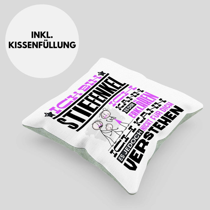 Stiefenkel Geschenk Kaffee-Kissen mit Füllung 40x40 Geschenkidee für Stiefenkel Ich Bin Stiefenkel Ich Kann Es Dir Erklären Jedoch Nicht Für Dich Verstehen Spruch Lustig (Grau) Grün Trendation