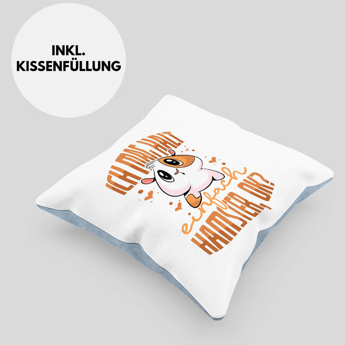 Trendation Lustige Kissen mit Füllung 40x40 für Hamster Besitzer als Geschenkidee Hamster Fan Ich Mag Halt Einfach Hamster (Grau) Blau Trendation