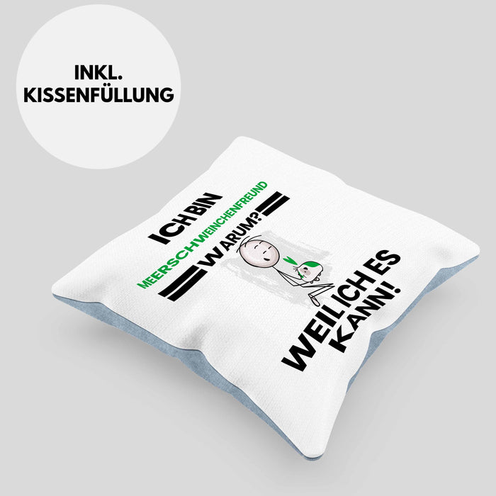 Meerschweinchenfreund Geschenk Kissen mit Füllung 40x40 Lustiger Spruch Ich Bin Meerschweinchenfreund Warum Weil Ich Es Kann Geschenkidee Bester Meerschweinchenfreund Geburtstag (Grau) Blau Trendation