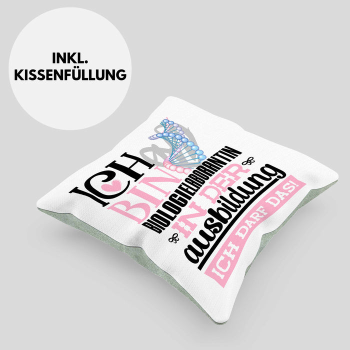 Biologielaborantin Ausbildung Start Geschenk Kissen mit Füllung 40x40 Ich Bin Biologielaborantin In Der Ausbildung Ich Darf Das Geschenkidee (Grau) Grün Trendation