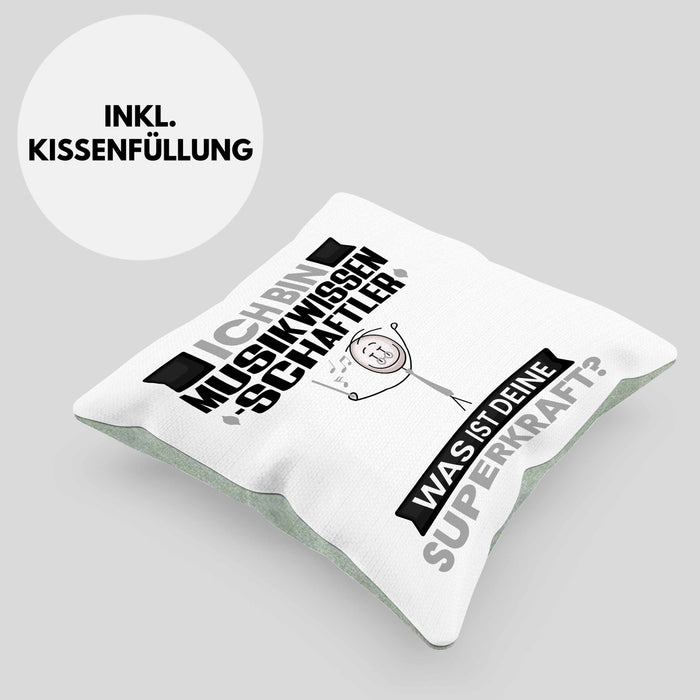 Musikwissenschaftler Kissen mit Füllung 40x40 Geschenk für Musikwissenschaftler Geburtstag Lustiger Spruch Was Ist Deine Superkraft (Grau) Grün Trendation
