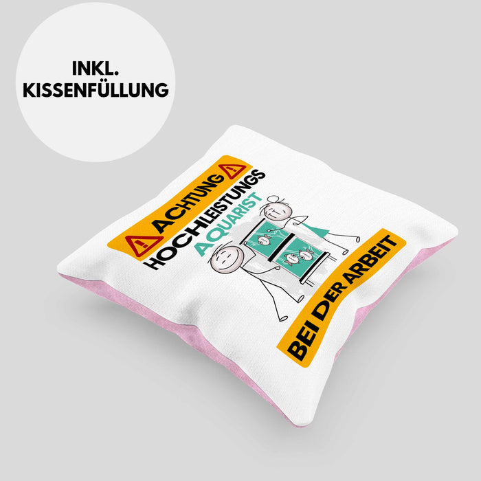Aquarist Kissen mit Füllung 40x40 Geschenk Lustiger Spruch Geschenkidee für Aquarist Achtung Hochleistungs Aquarist Bei Der Arbeit (Grau) Rosa Trendation