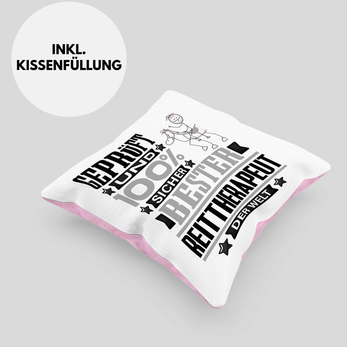 Reittherapeut Geschenk Lustiger Spruch für Reittherapeut Geschenkidee Bester Reittherapeut Der WeltKissen mit Füllung 40x40 (Grau) Rosa Trendation