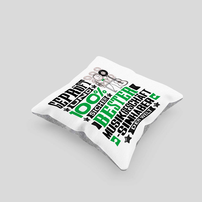 Musikgeschäftsinhaber Geschenk Lustiger Spruch für Musikgeschäftsinhaber Geschenkidee Bester Musikgeschäftsinhaber Der WeltKissen mit Füllung 40x40 (Grau) Grau Trendation