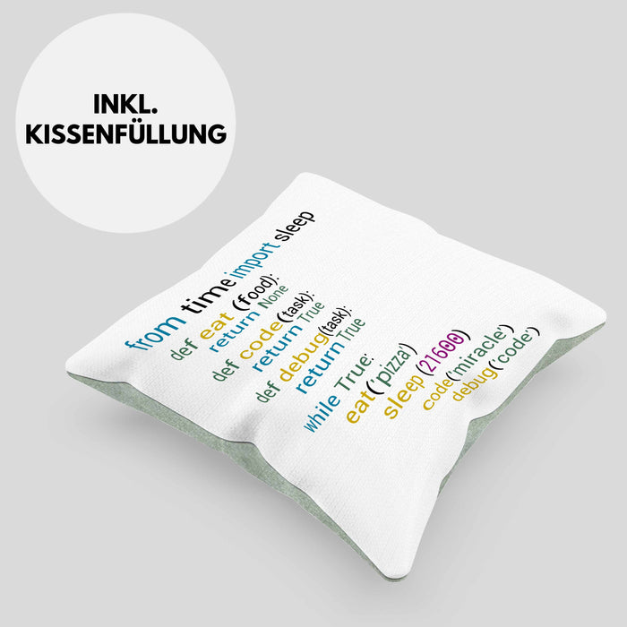 Coder Kissen mit Füllung 40x40 Geschenk für Programmierer Softwareentwickler Nerds Geschenkidee (Grau) Grün Trendation