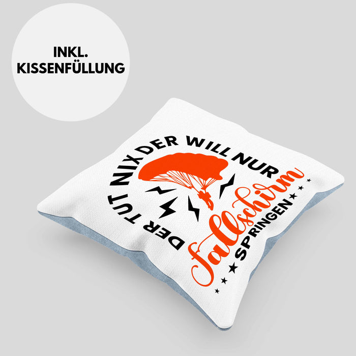 Kissen mit Füllung 40x40 Fallschirmspringer Geschenk Spruch Geschenkidee Fallschirm Springer (Grau) Blau Trendation
